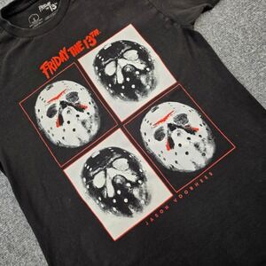 Friday the 13th Jason Voorhees Graphic Print Black Cotton T Shirt Halloween‎